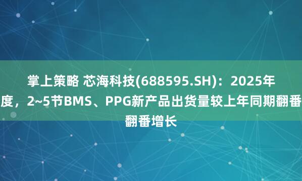 掌上策略 芯海科技(688595.SH)：2025年一季度，2~5节BMS、PPG新产品出货量较上年同期翻番增长